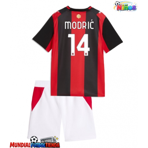Camiseta AC Milan Luka Modric #14 Primera Equipación Replica 2026-27 para niños mangas cortas (+ Pantalones cortos)